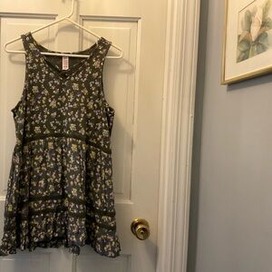 Justice Floral Kids Casual Dress - Black and Purple